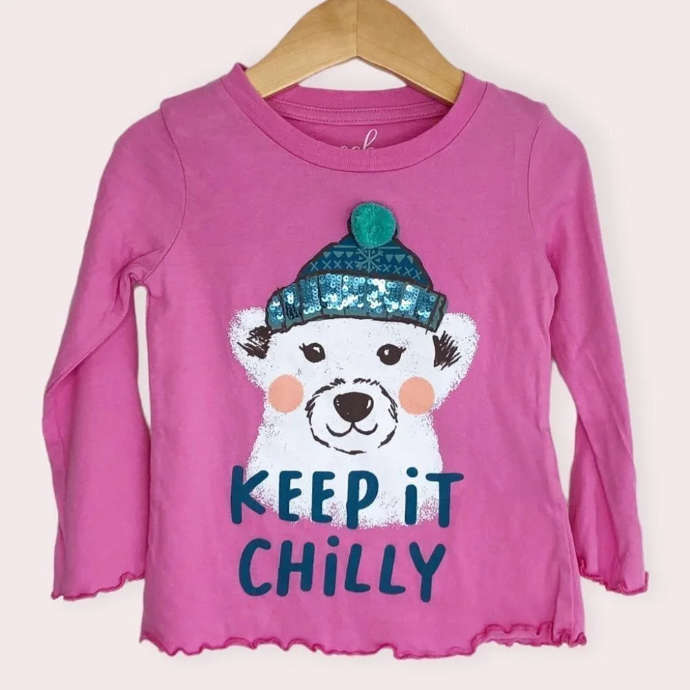 NWT Peek x The‎ Nature Conservatory shirt long sleeve Chilly Polar Bear pink 2T